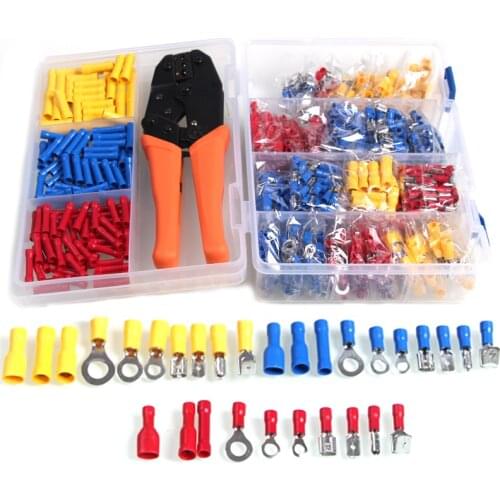 Insulated U-type Fork Set Terminals Crimp Cable Wire Connectors Female And Male Kit Full Butt Assorted Pliers Accessories