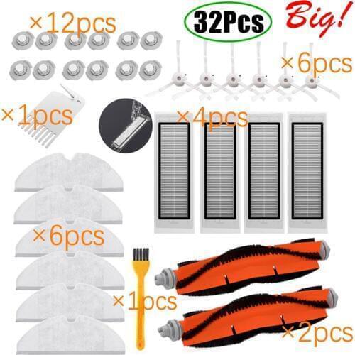 For Xiaomi Roborock Robot S50 S51 Vacuum Cleaner Spare Parts Kits Mop Cloths Wet Mopping filter Side Brush Roll Brush Water Tank