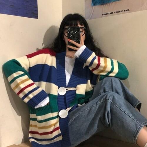 2021 New Outdoor Sweater Female Student Casual Cute Korean Style Loose Knitted Cardigan Coat Fashion