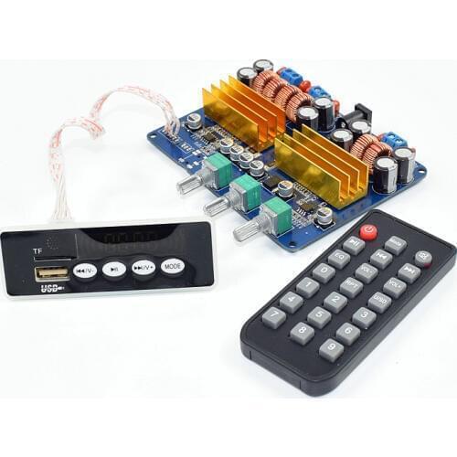 Original TPA3116 DC18V-DC24V 4A 100W + 50W + 50W 2.1 channel Bluetooth power amplifier board TF/USB/FM/AUX subwoofer AMP board