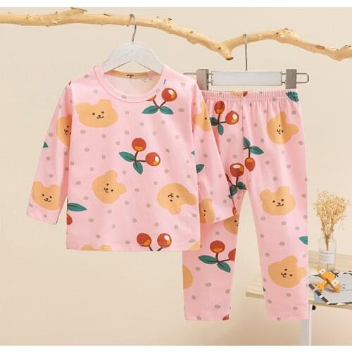 TUONXYE Boys Girls Pajamas Set Children Fruits Cherry Cotton Kids Long Sleeves Pijama Baby Sleepwear Clothing Nightwear