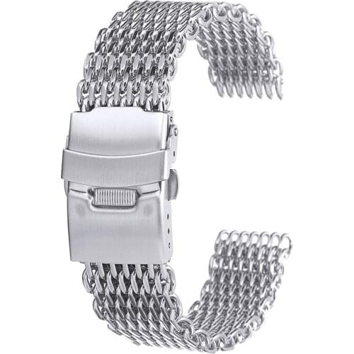 Replacement Stainless Steel Watch Strap Silver Bracelet Straight End Wrist Band Mesh Watch Band Strap 18mm,20mm,22mm,24mm