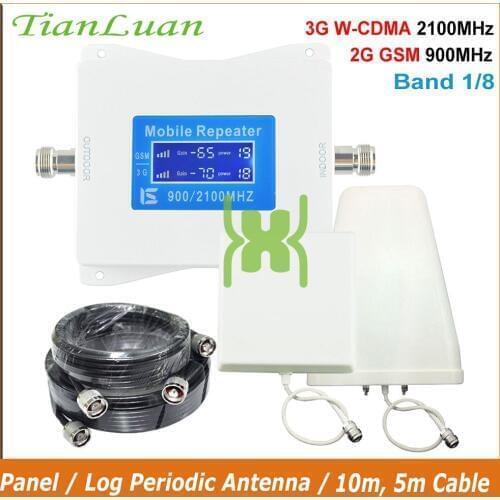 TianLuan mini 2G 3G Repeater GSM 900MHz WCDMA 2100MHz Cell Mobile Phone GSM 900 W-CDMA 2100 Signal Booster Amplifier Band 1, 8
