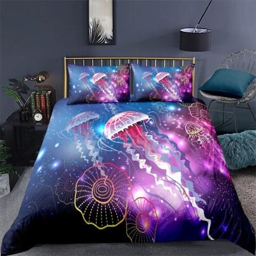 Luxury 3D Color Jellyfish Print Home Living Comfortable Duvet Cover Set Kids Bedding Set Queen and King EU/US/AU/UK Size