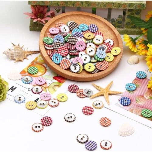 50/100/500PCs Scotland Plaid Buttons For Needlework Handicraft 2 Holes Checker Pattern Buttons For Clothing Patchwork DIY Crafts