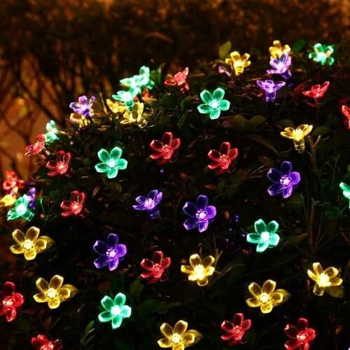 40 LEDS Peach Blossom Flower Lamp 6M LED String Fairy Lights Garlands Garden Christmas Decor for Garden Patio Fence Yard Spring