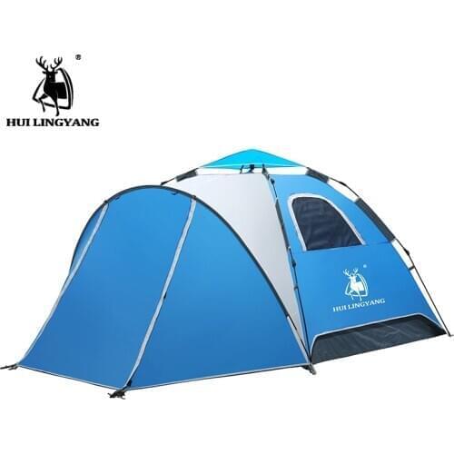 New Style Outdoor Camping Supplies Ultra Light 3-4 Person Double Layer Aluminum Alloy Rainproof Backpack Tent