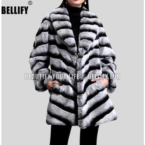 Top quality Genuine Rex Chinchila Rabbit Fur coats WITH big collar luxury Fur outerwear