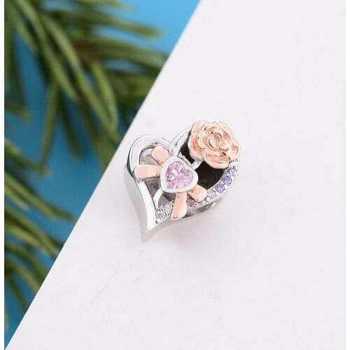 Fit Original Pandora Charm Bracelet 925 Silver Rose Flower I Love You To The Moon And Back Bead For Making Women Berloque 2021