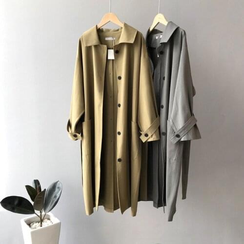 2020 Autumn New Turn Down Collar Long Sleeve Trench With Belt Casaco Feminino Loose Women Coat