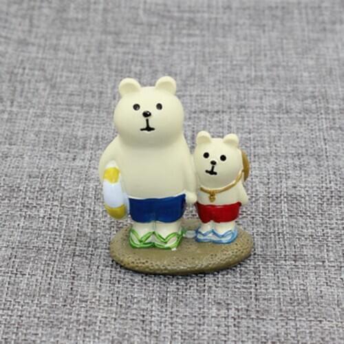 ZOCDOU 1 Piece Summer Style Parent-child White Bear Small Statue Little Figurine Crafts Figure Ornament Miniatures