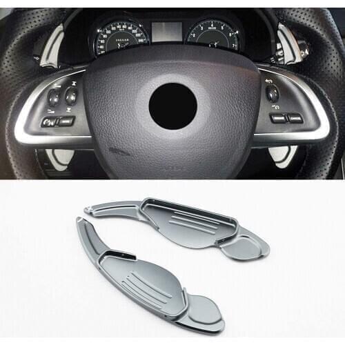 2Pcs GSD Aluminum alloy Car Steering Wheel Shift Paddle Shifter Extension for Jaguar Xel Xe Xfl Accessories (Gray)