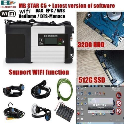 2020 WIFI-enabled OBD2 scanner SD connector C5 and HDD (320G) or SSD (512G) with star diagnostic software car Diagnostic Tool