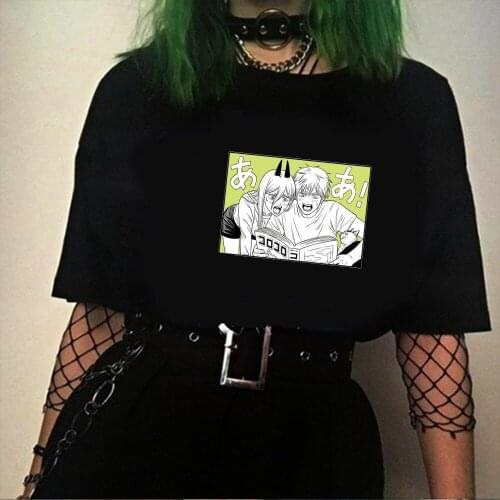 2021 Anime Chainsaw man Fashion Harajuku kawaii Summer Short-sleeve Male T-shirt