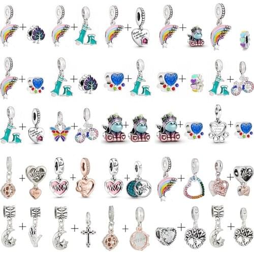 2021 New Fashion Unicorn Butterfly Rainbow Stud Accessories Women Gilrs Colorful Jewelry Children Accessories Pendant Charms
