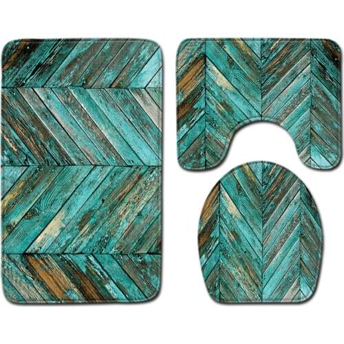 3 pcs Modern Cushion Three-piece Bathroom With Tree Veins Toilet Mat Retro Pad Non-Slip U Shape Carpet Absorbent Bath Mat