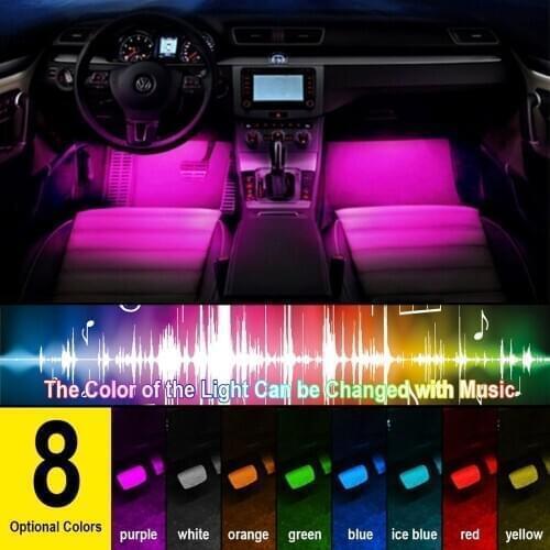 4pcs 9 LEDs Universal RGB LED Flexible Strip Light Interior Decorative Atmosphere Under Neon Lamp 12V Remote Control Car Tuning