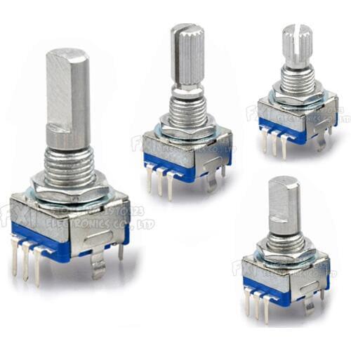 5PCS Half / Plum axis rotary encoder, handle length 15mm 20mm code switch EC11 digital potentiometer with switch 5PIN 3PIN