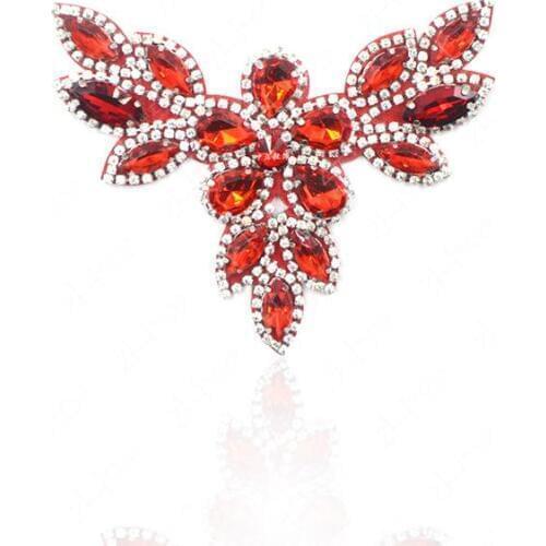 Acrylic Claw Chain Red Rhinestone Patches For Wedding Shoes Decorative Handbag Wedding Grament Patch Diy Applique Accesorries