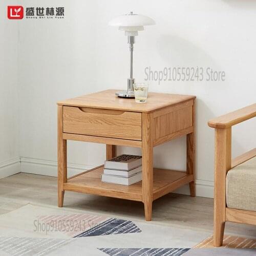 Pure Solid Wood Side Table And Side Table Nordic Red Oak Sofa Side Cabinet Coffee Table Small Square Table Solid Wood Side Table