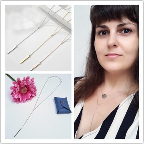 Stainless Steel Glossy Necklaces 50CM Gold Silver Color Hot Fashion Jewelry Ladies Chain Long Necklace Simple Female