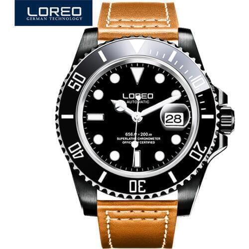 LOREO Mens Watches Top Brand Luxury Diving 200M Mechanical Watch Casual Rotating Ceramic Bezel Seagull movement Automatic Watch