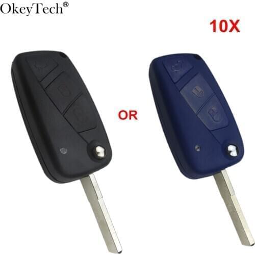 Okeytech 10pcs/lot Flip Remote Car Key Shell For Fiat Punto Ducato Stilo Panda Idea Doblo Bravo Keyless Fob Case