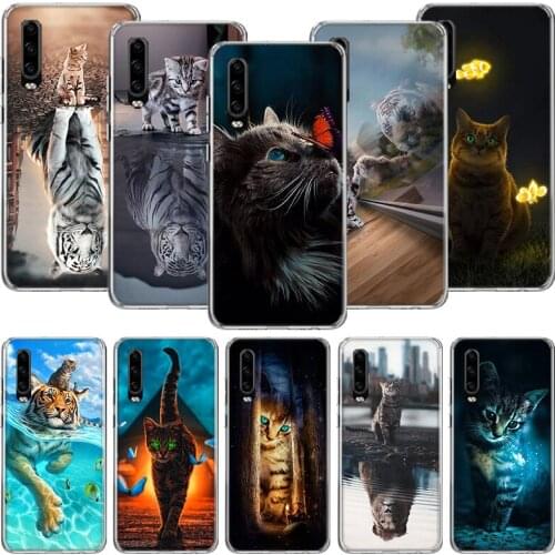 Animal Big Cat Kitten Tiger Phone Case For Huawei P30 P40 P20 P10 Mate 20 10 30 Lite Pro P Smart Z Plus Printing Cover Coque She
