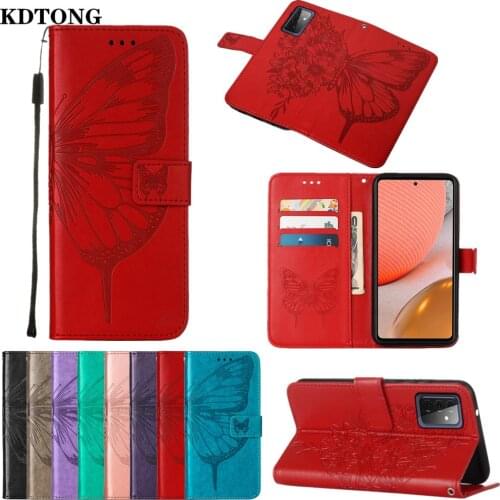 Wallet Phone Case for Samsung Galaxy S21 FE Ultra Plus A72 A52 4G 5G A02S A12 Capa Embossed Butterfly Flip Leather Protect Cover