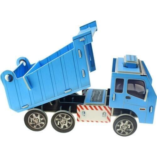 Diy Childrens 3D Jigsaw Puzzles, Educational Toys, Insert Building Blocks, Crane Dump Truck Jeep Puzzle Model Toy Gift P344