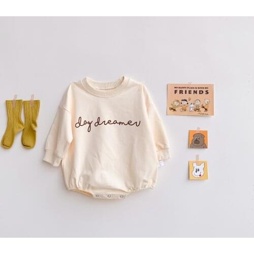 2021 Autumn Cute Newborn Baby Romper Infant Boys Girls Print Letter Bodysuit Toddler Jumpsuit Children Kids Cllothes