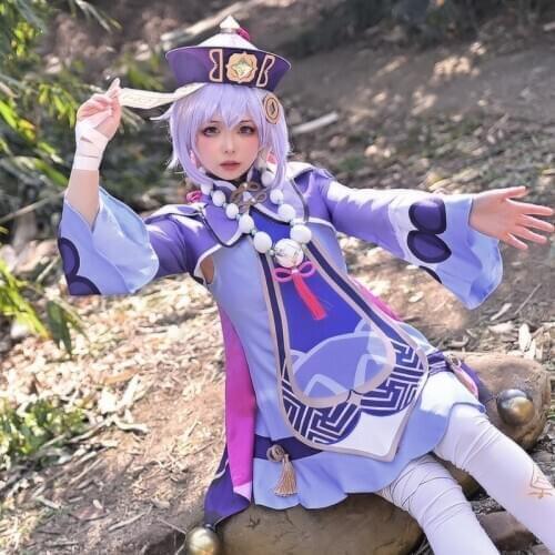 Hot Game Genshin Impact Cosplay Costume Qiqi Cos Costumes Qi Qi Cosplay Genshin Impact Project Halloween Clothing Set With Hat