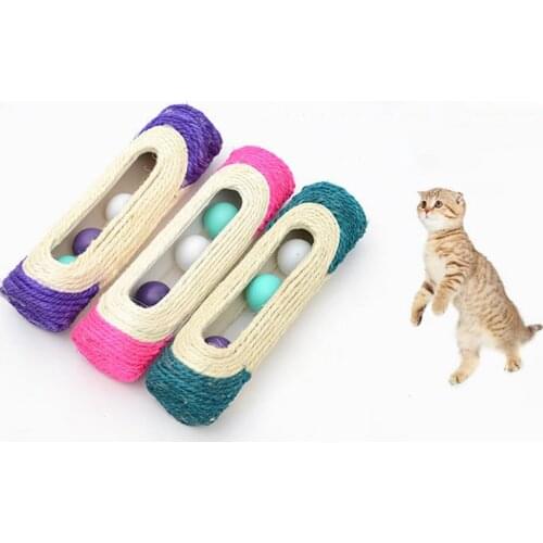 Cat Toy Rolling Sisal Ball Trapped With 3 Ball Pet Toys for Cat interactive Training Scratching Kitten Kitty Toys Pet Products