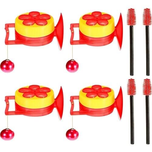 Bird Feeder Small Handheld Bird Feeders Flower Shape with Cleaning Brush for Window Outdoors