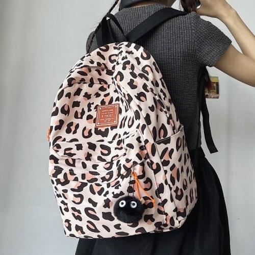 Fashion Womens Backpack Harajuku Cow Stripe School Bag For Girls Nylon Waterproof Large-capacity Student School Backpack