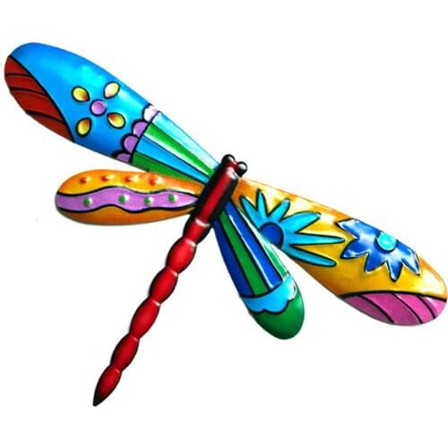 Craft Dragonfly Garden Pendant Libelle Wandbild Wall Decoration Lifelike 28x16cm Durable Decorative Artwork Wrought Iron Insect