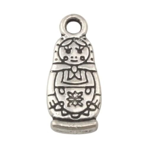 Russian doll Charms Pendants 100Pcs/lot Zinc alloy Fashion Jewelry DIY Fit Bracelets Necklace Earrings 7.5x17.5mm A-346
