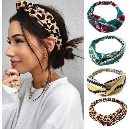 Fashion Floral print Knot Women Headband Vintage Hairband Girls Headwear Leopard Headband Hair Accessories