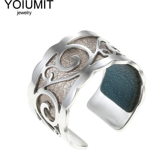 Cremo Adjustable France Argent Rings For Women Bijoux Acier Inoxydable Femme France Interchangeable Leather Bague Femme Jewelry