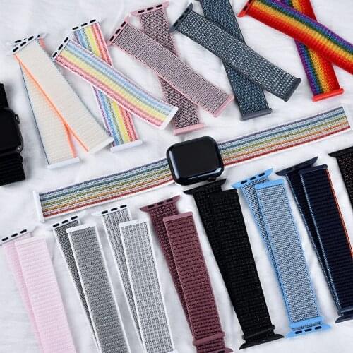 Adjustable Nylon Velcro Sport Band Compatible for Apple Watch 38/40mm 42/44mm Braided Weave Replacement Strap for iWatch Series