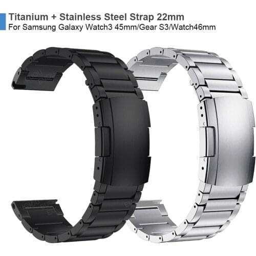 Titanium + Metal Steel Clasp Strap For Samsung Galaxy Watch 3 45mm Band GalaxyWatch 46mm/Gear S3 Watchband Bracelet Wristband