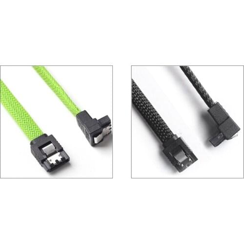 Retail 2 Pcs 50CM SATA 3.0 III SATA3 7Pin Data Cable Right Angle 6Gb/S SSD Cables HDD Hard Disk Data Cord with Nylon Sleeved, Gr
