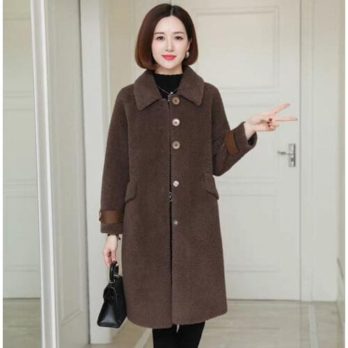 Women Autumn Winter Fashion New Jacket Female Casual Real Fur Coat Warm Sheep Shearing Outwear Natural Wool Fur Coats X73