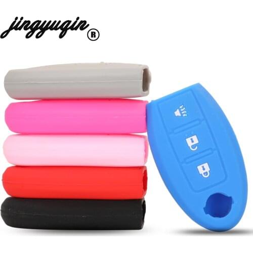 Jingyuqin 3 Buttons Car Key Silicone Case For Nissan TEANA Qashqai Juke Key Bag Cover Protector Fob Car-styling Auto Accessories