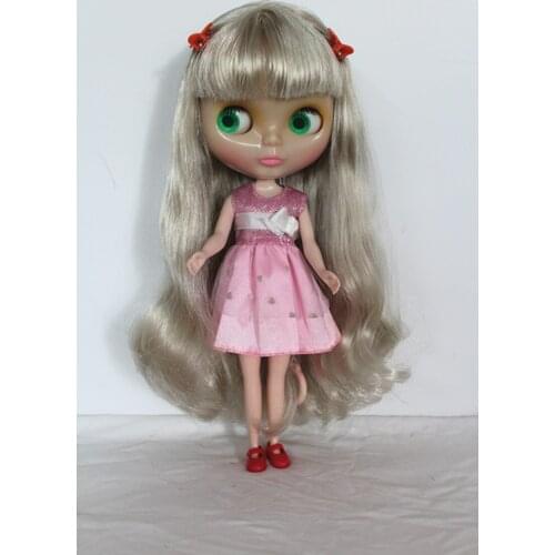 Blygirl Light gray Bangs hair nude doll Blyth doll transparent skin ordinary body seven joints change their own makeup