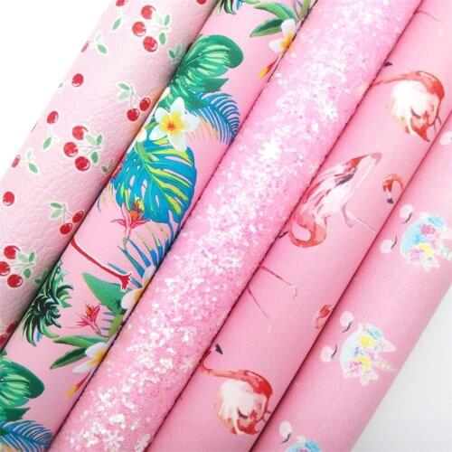 Dots Printed Glitter Fabric, Plaids Printed Faux Fabric Sheets, Pink Faux Fur For Bow A4 21x29CM Twinkling Ming KM003