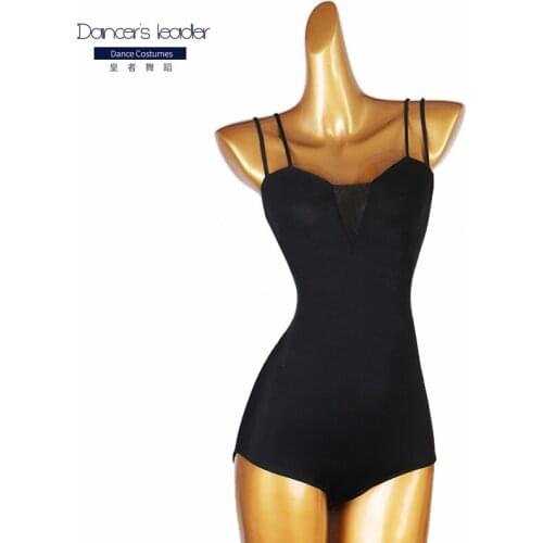 Latin Dance Tops Practice Clothes Women Black Suspenders Tango Chacha Dance Costume Adult Dance Jumpsuit