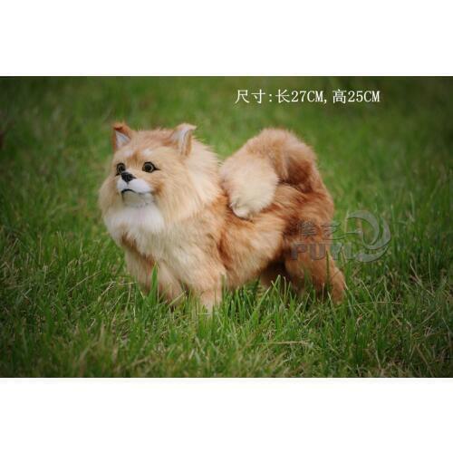 About 27x25cm simulation Pomeranian dog real fur hard model home decoration gift h1142