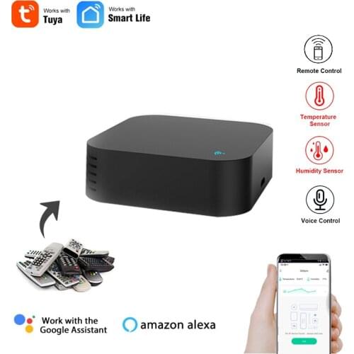 Tuya Smart IR Remote Control with Temperature and Humidity Sensor,for Air Conditioner TV DVD AC,Work with Alexa,Google Assistant