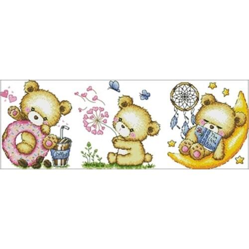 Bear day patterns Counted Cross Stitch 11CT 14CT 18CT DIY Chinese Cross Stitch Kits Embroidery Needlework Sets